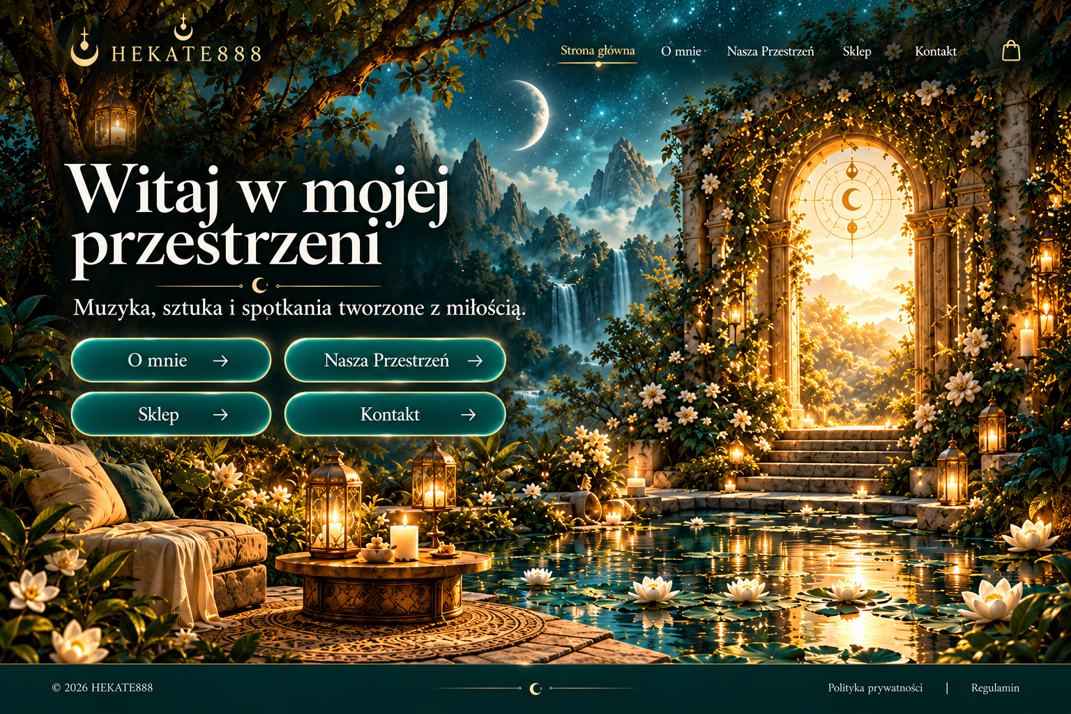 Hekate888 — Witaj w mojej przestrzeni. Mistyczny ogród ze świetlistym portalem. Muzyka, sztuka i spotkania tworzone z miłością.
